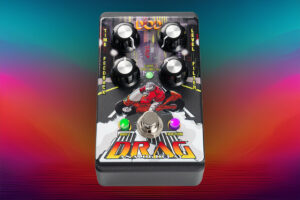 DOD DRAG analog delay pedal in an aluminum chassis with top-mounted jacks and reversible StagePlate footswitch control