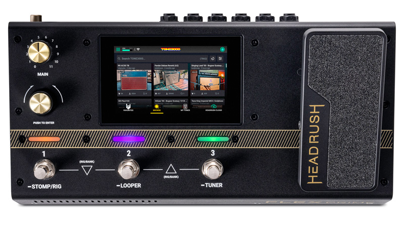 HeadRush Flex Prime touchscreen browsing the TONE3000 tone library after the native NAM firmware update