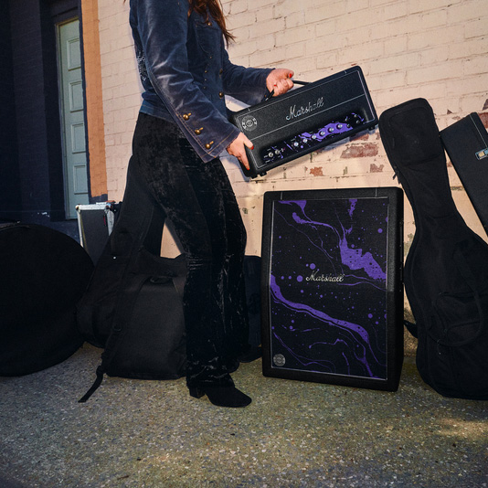 Marshall Hendrix 60th Anniversary JMH Studio Bundle amplifier with silver beading and purple psychedelic finish